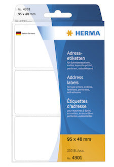 Adressetiketten-Leporello Herma 4301 95x48mm 250St weiß
