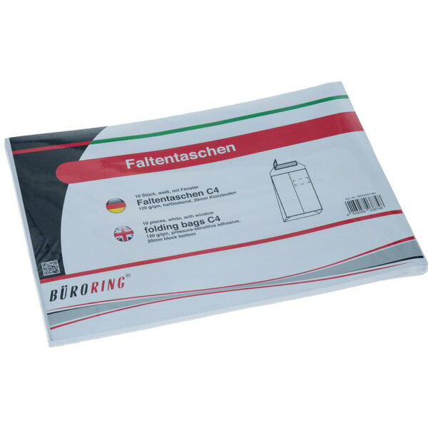 Fenster-Falten-Versandtasche weiß 120g DIN C4 20mm-Falte haftklebend 10 Stück