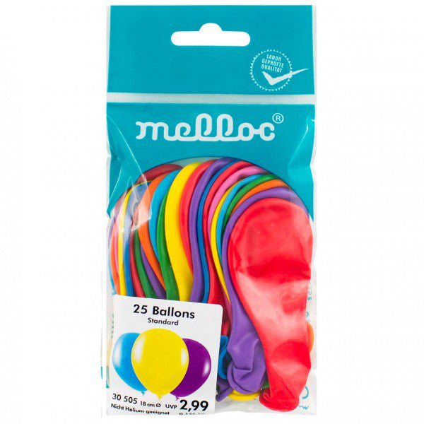 Luftballon Melloc Ø18cm 25 Stück Standardfarben