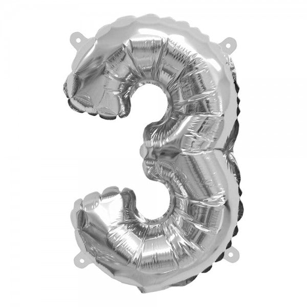 Folienballon Melloc Zahlenfigur 37cm silber (ungefüllt) Nicht zur Gasbefüllung geeignet!
