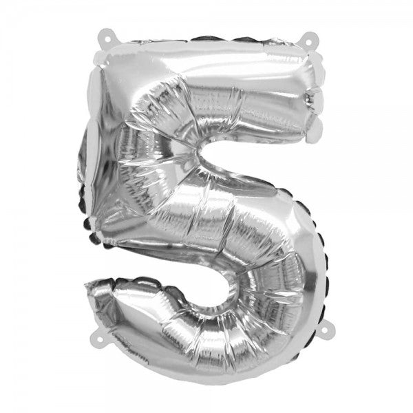 Folienballon Melloc Zahlenfigur 37cm silber (ungefüllt) Nicht zur Gasbefüllung geeignet!