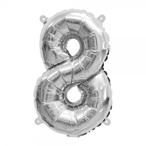 Folienballon Melloc Zahlenfigur 37cm silber (ungefüllt) Nicht zur Gasbefüllung geeignet!