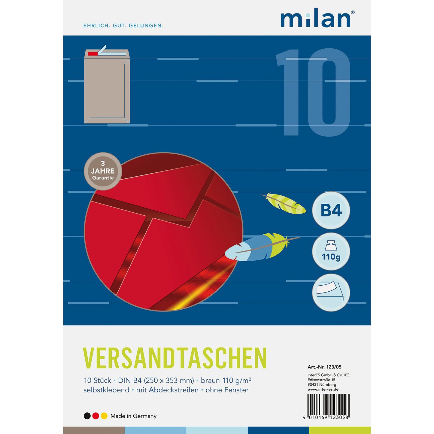 Versandtasche braun 110g DIN B4 haftklebend 10 Stück