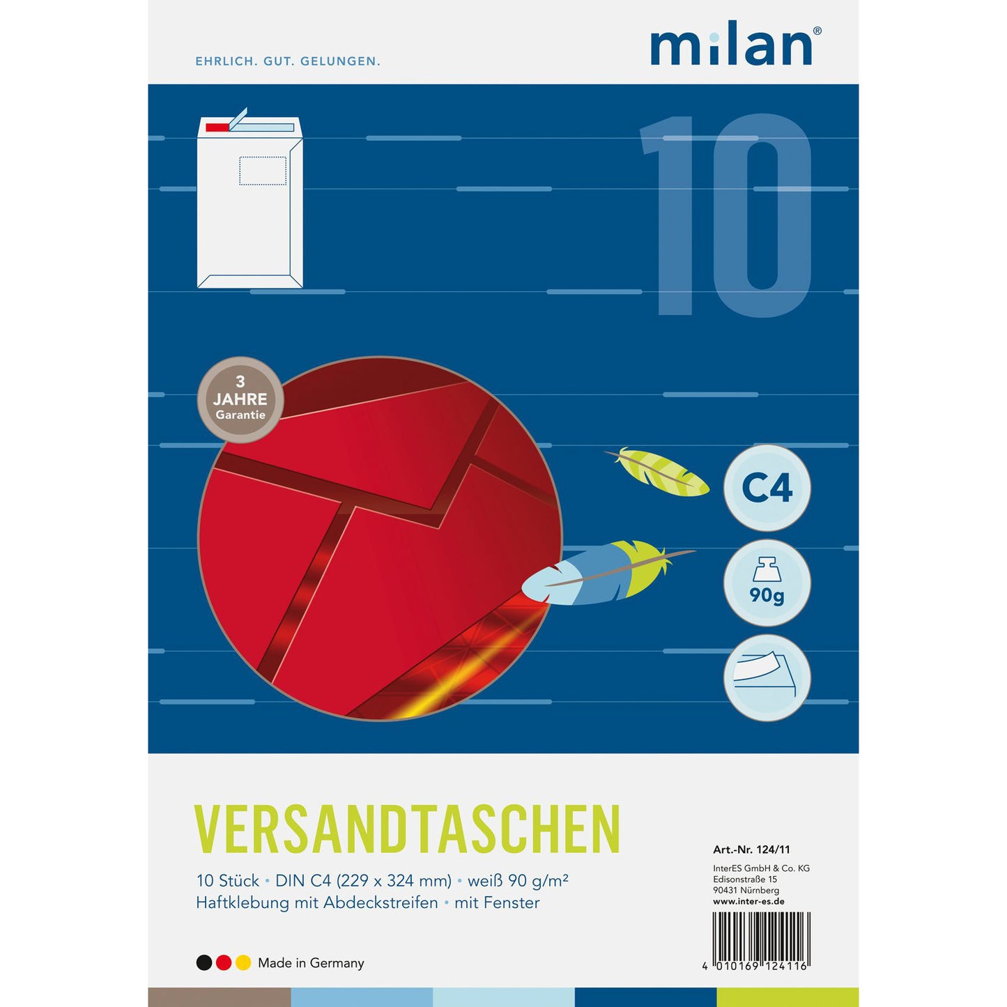 Fenster-Versandtasche weiß 90g DIN C4 haftklebend 10 Stück