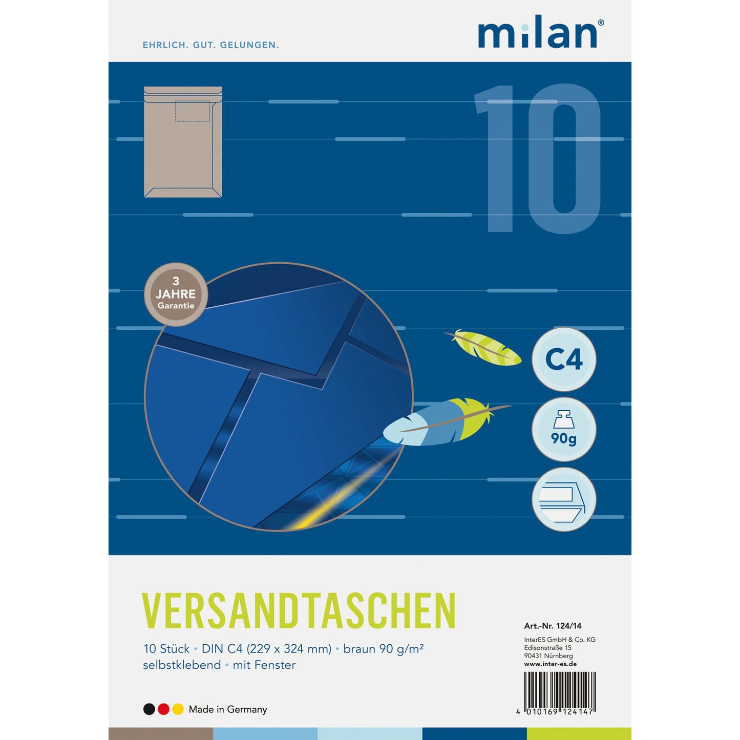 Fenster-Versandtasche braun 90g DIN C4