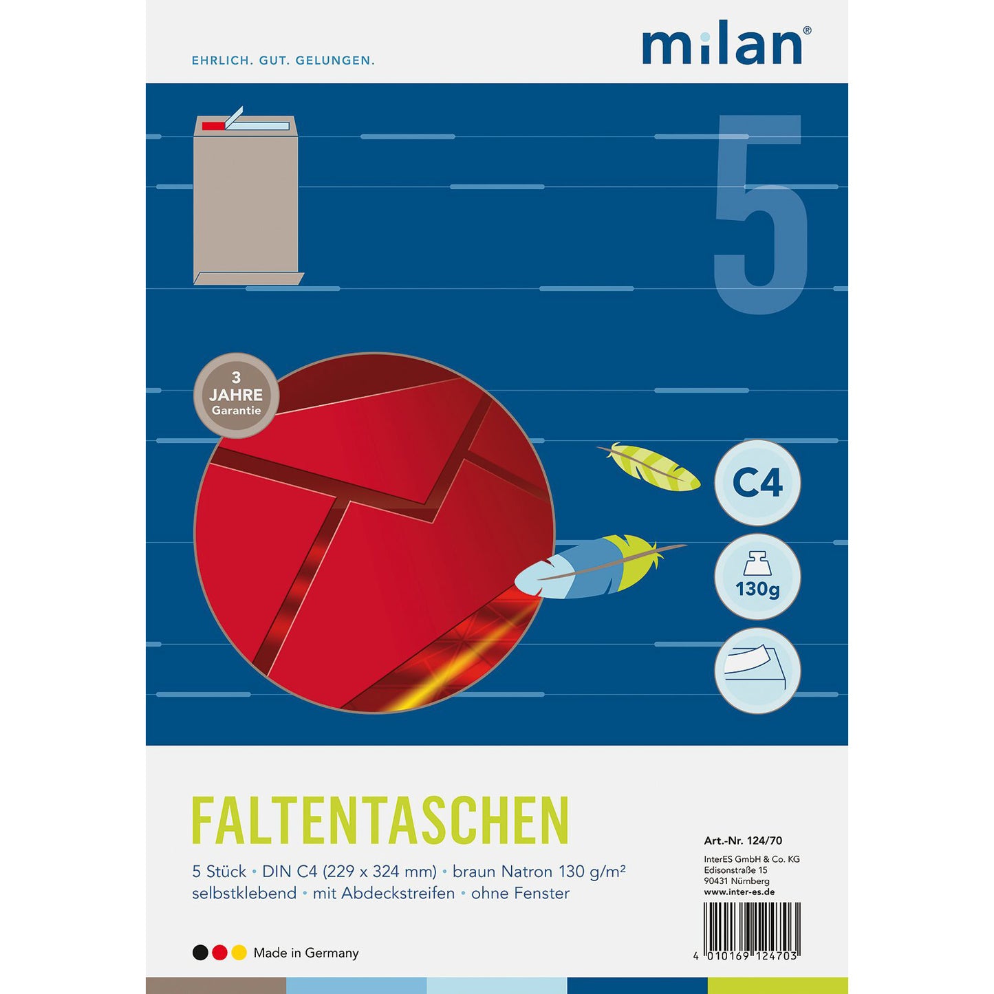 Falten-Versandtasche braun DIN C4 40mm-Falte