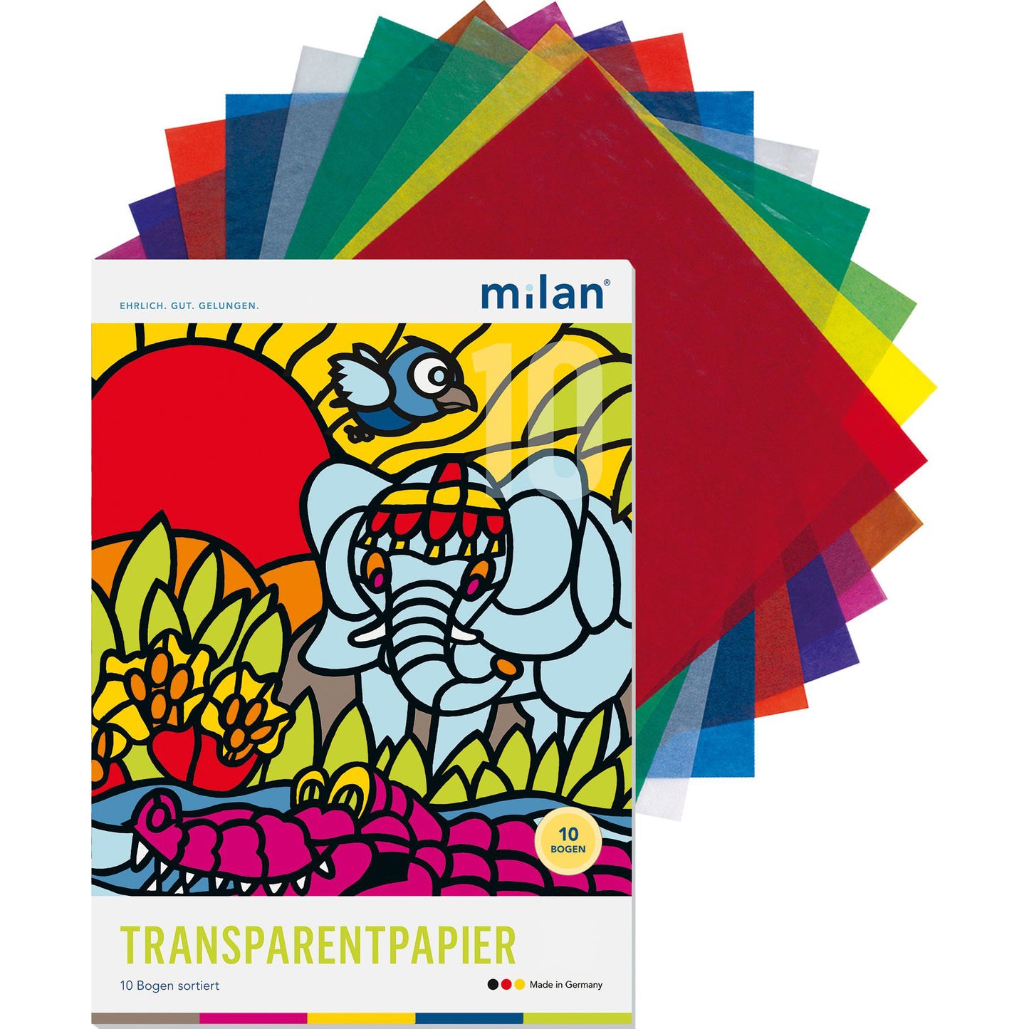 Transparentpapierheft 24x32cm 10 Blatt farbig sortiert