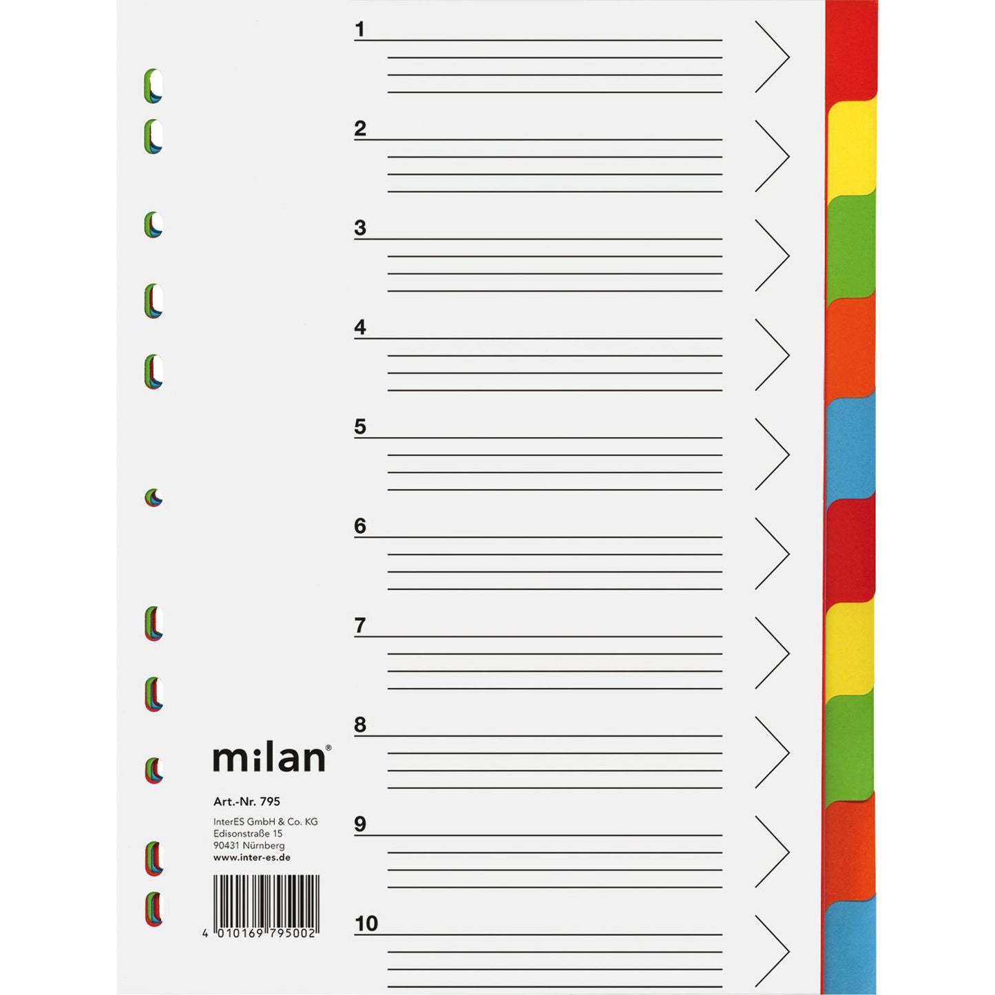 Blanko-Register Milan Karton farbig sortiert DIN A4