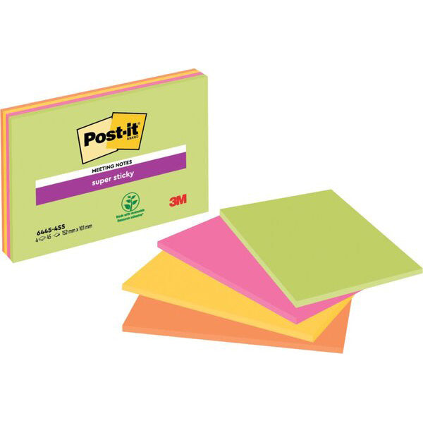 Haftnotiz Post-it Meeting 149x98mm 4 x 45 Stück Neonfarben