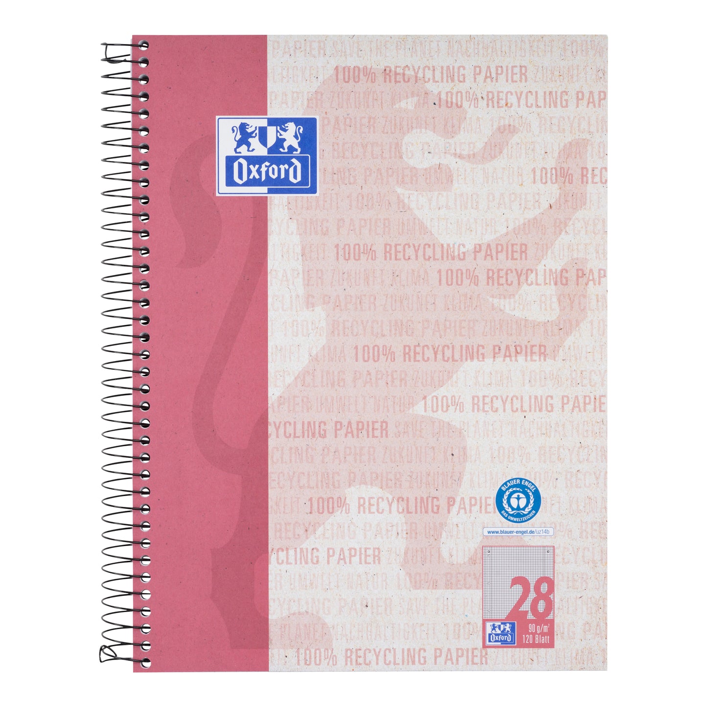 Recycling-Collegeblock Oxford 90g DIN A4 120 Blatt #38 / kariert mit Doppelrand