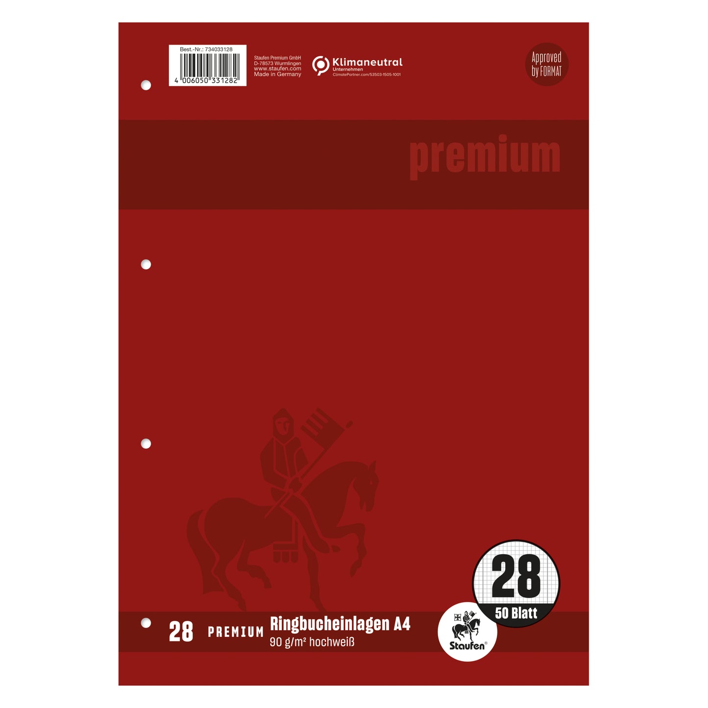 Ringbucheinlage Staufen Premium 90g DIN A4 50 Blatt
