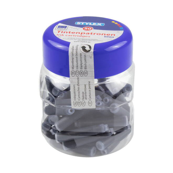 Tintenpatrone Stylex 50 Stück blau im Glas
