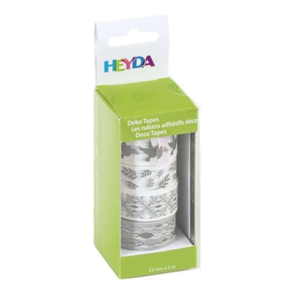 Deko Tape Heyda Weiße Feste Holy 4er weiß/silberfarben