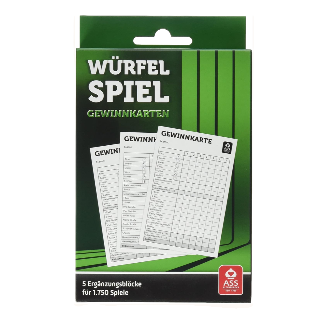 Würfelspiel-Gewinnspielkarten ASS Packung á 5 Blocks