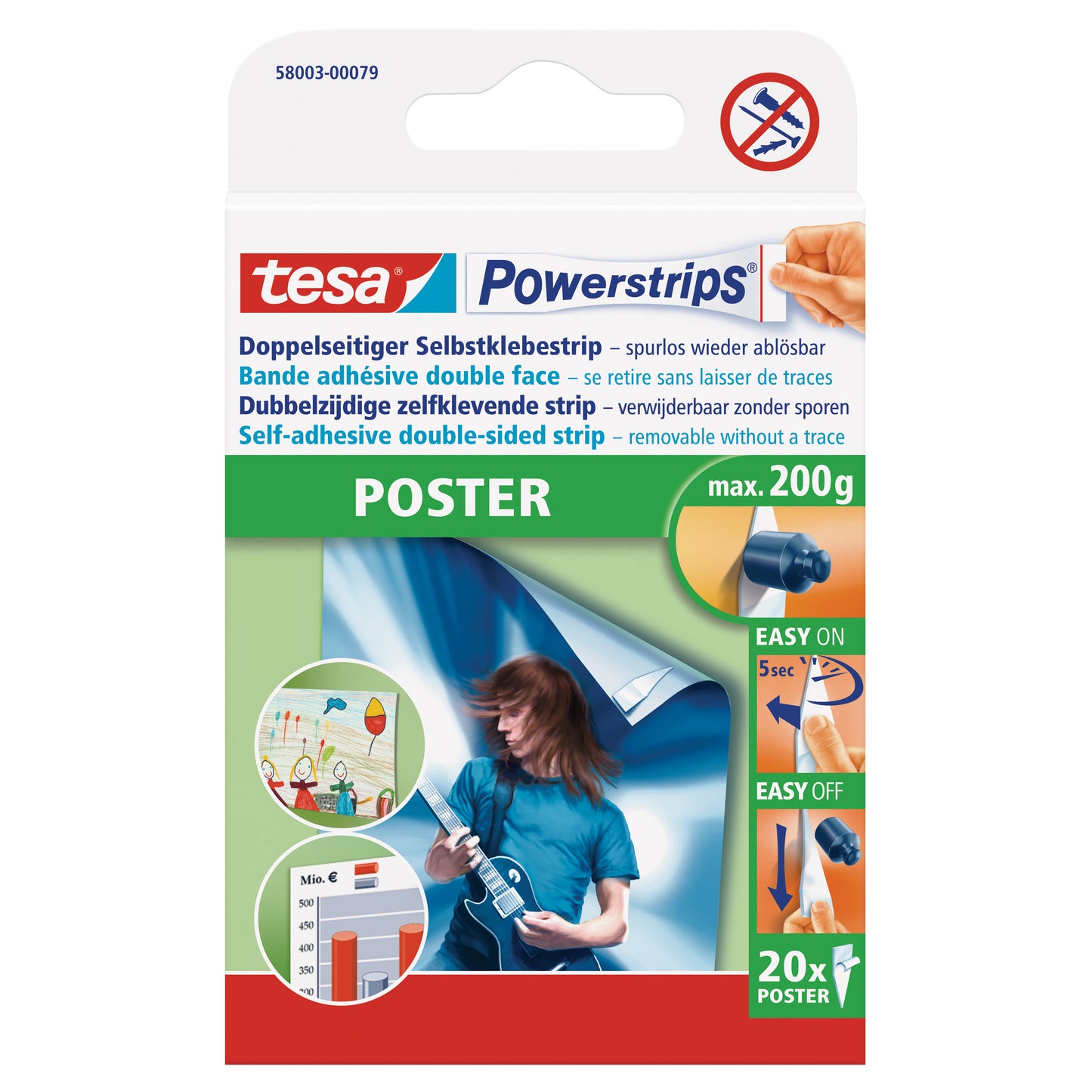 Powerstrip Tesa Poster Tragfähigkeit 200g