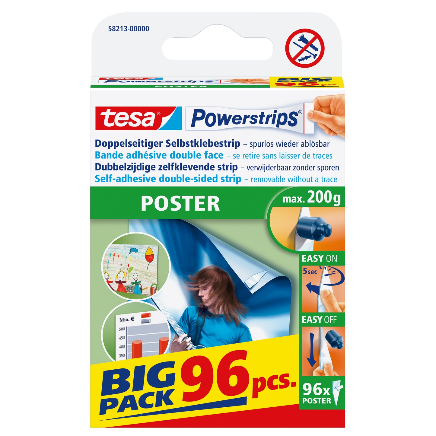 Powerstrip Tesa Poster Tragfähigkeit 200g