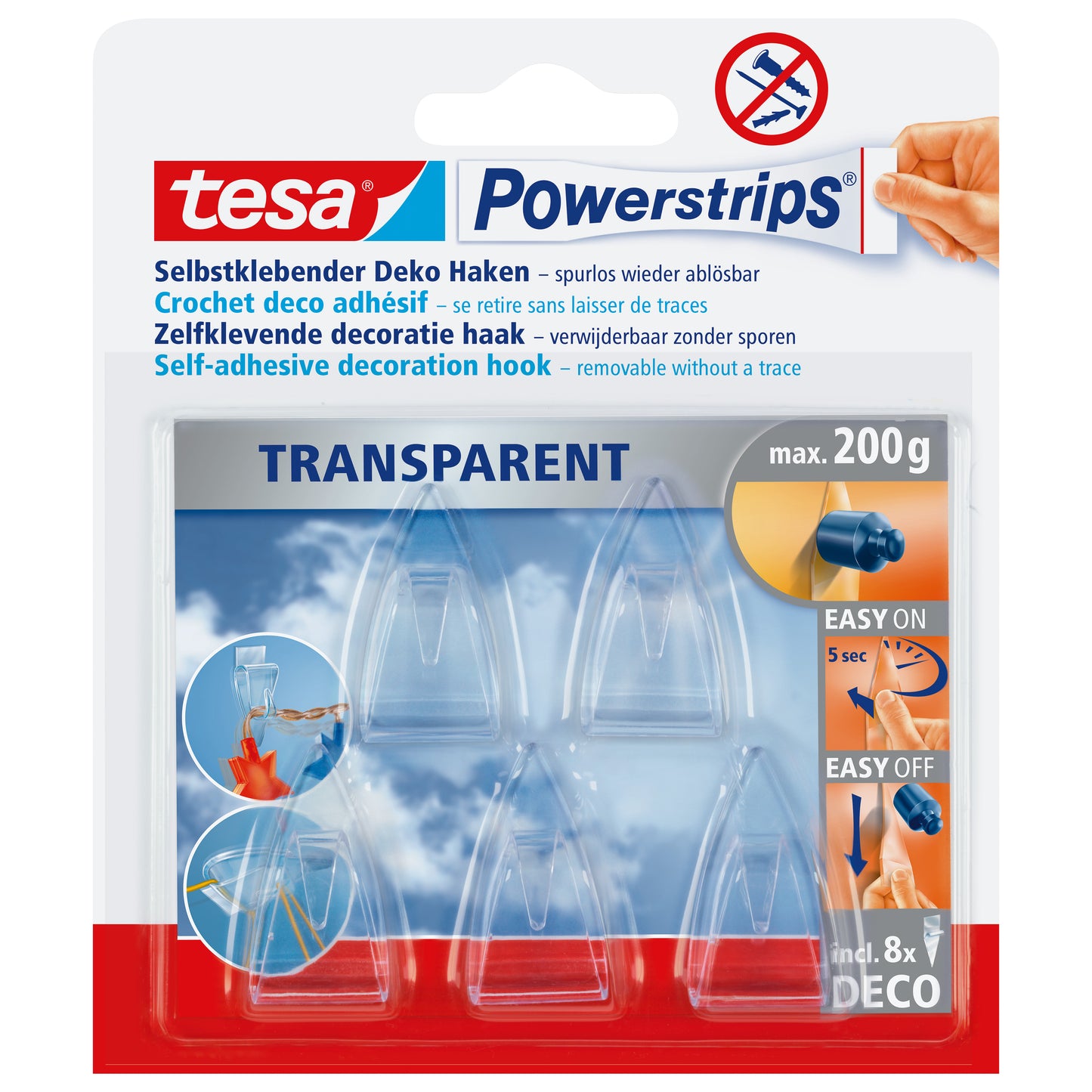 Powerstrip Tesa Decohaken Tragfähigkeit 200g transparent