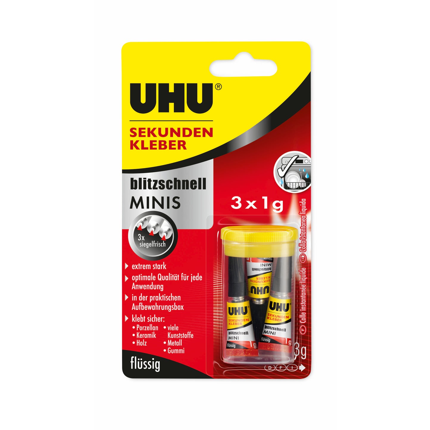 Sekundenkleber UHU Minis flüssig 3 x 1 g flüssig