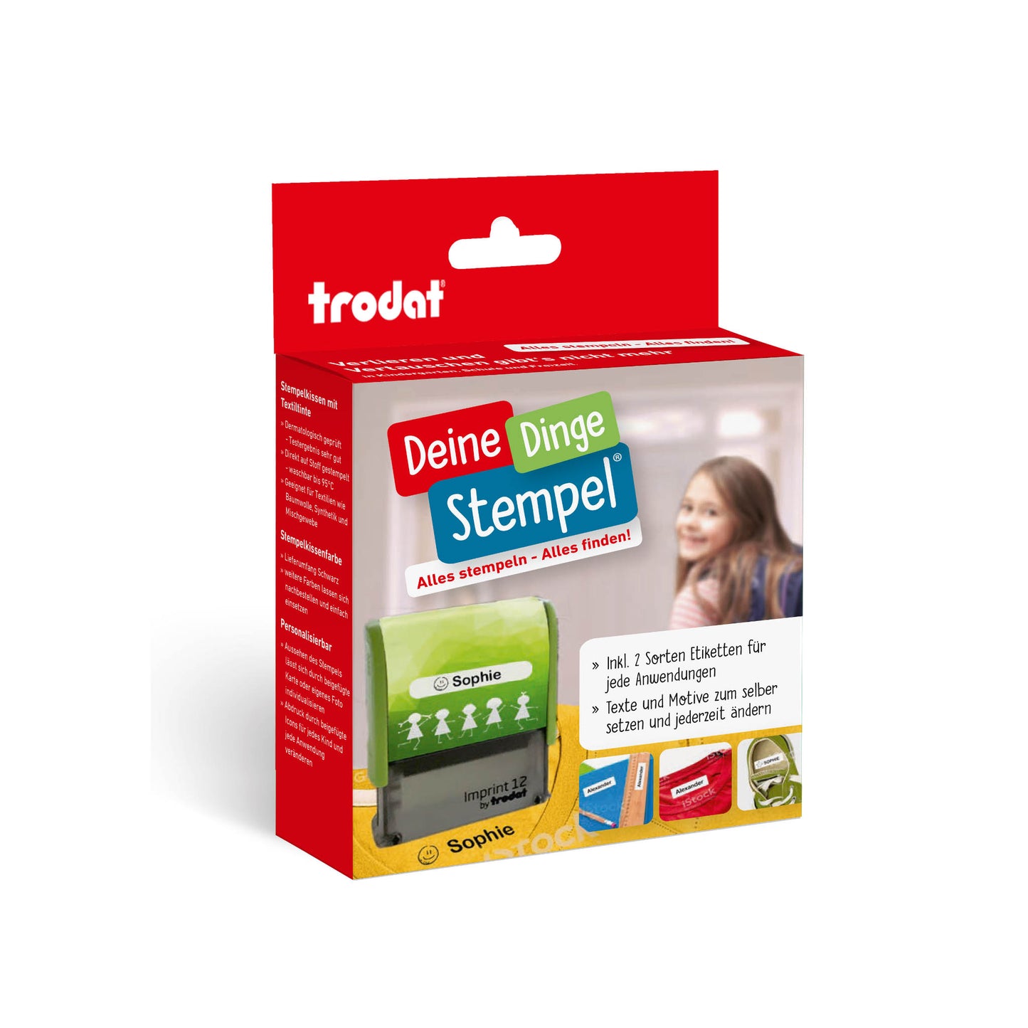 Stempelset Trodat Deine Dinge Stempel 3-zeilig inkl. Zubehör