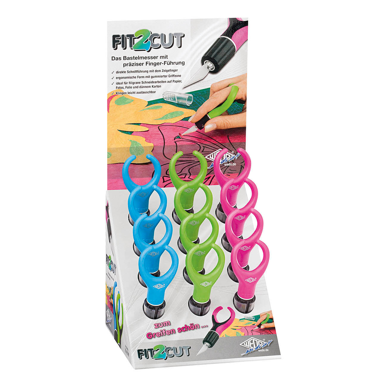 Skalpell Wedo Fit2Cut 104x35x20mm für Rechts-/Linkshänder sortiert