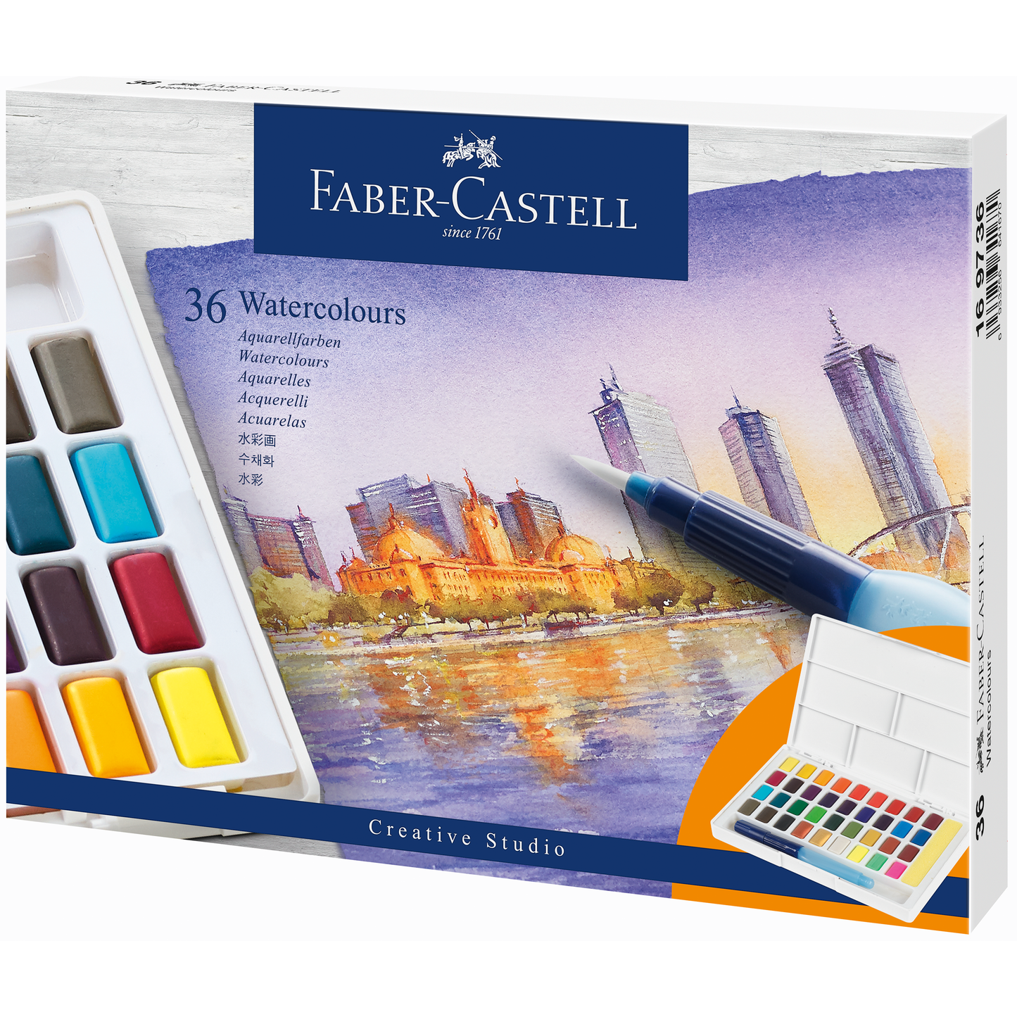 Aquarellfarbe Faber Castell im Näpfchen