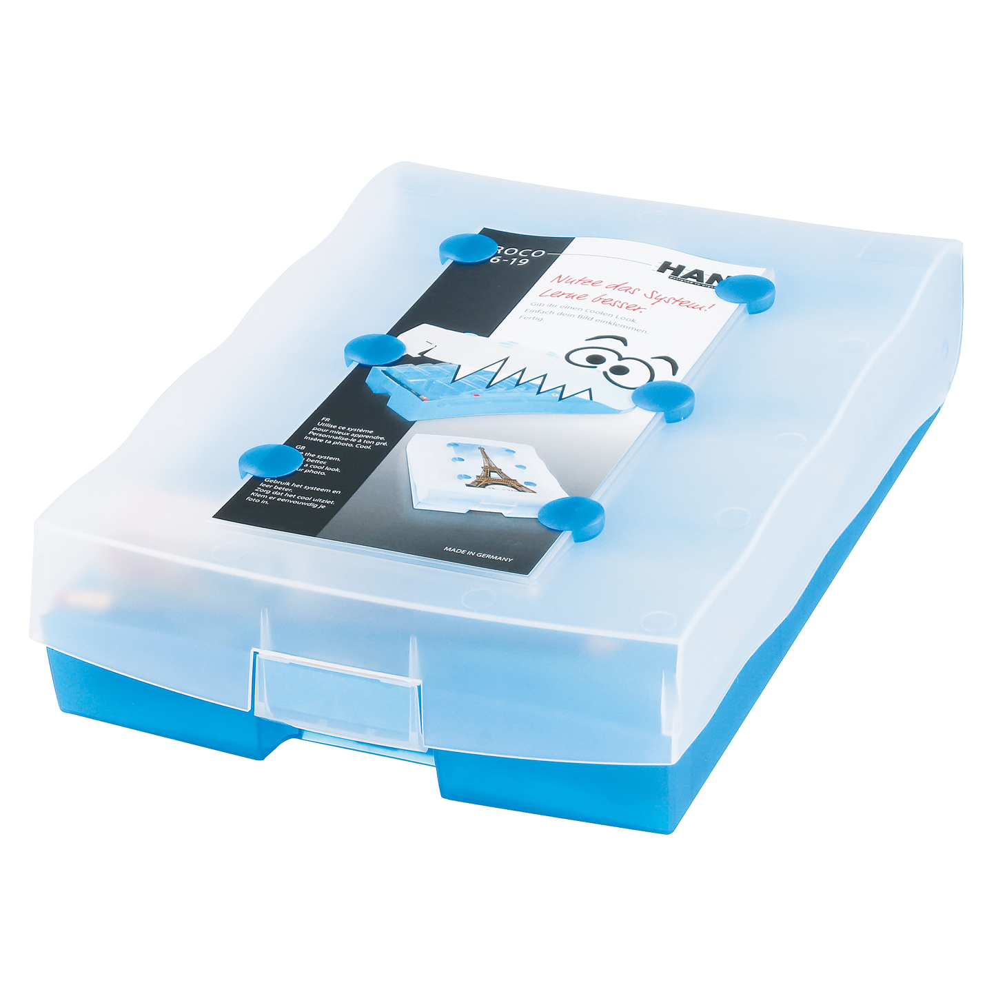 Lernkartei HAN Kunststoff Croco DIN A8 blau-transluzent