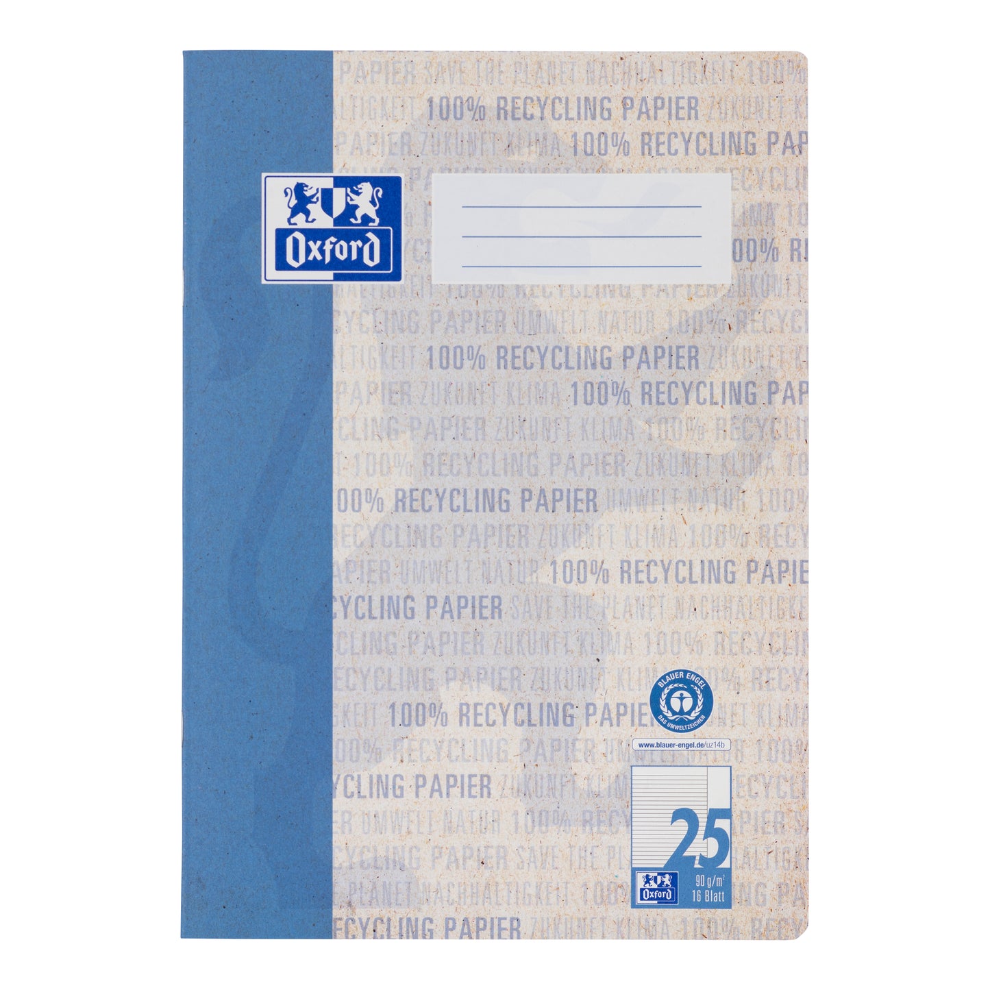 Recycling-Schulheft Oxford 90g DIN A4 16 Blatt