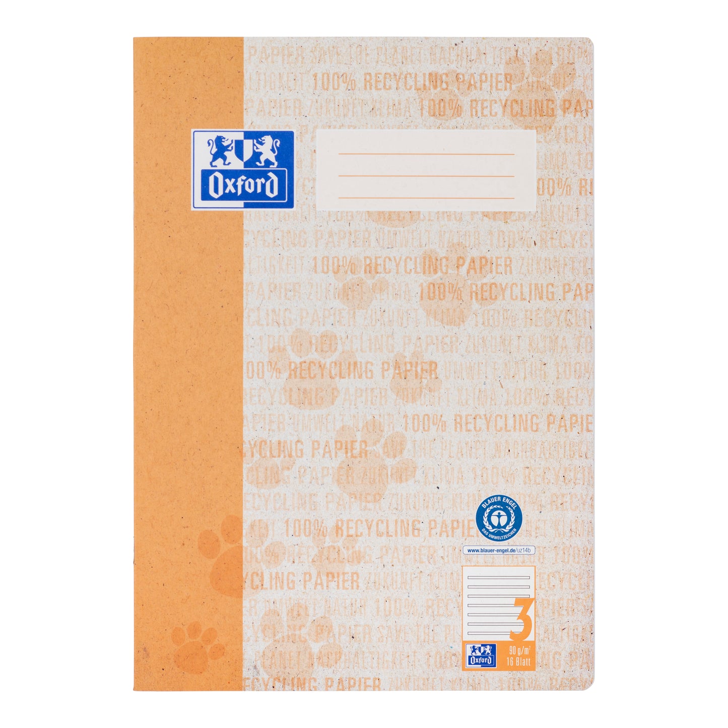 Recycling-Schulheft Oxford 90g DIN A4 16 Blatt