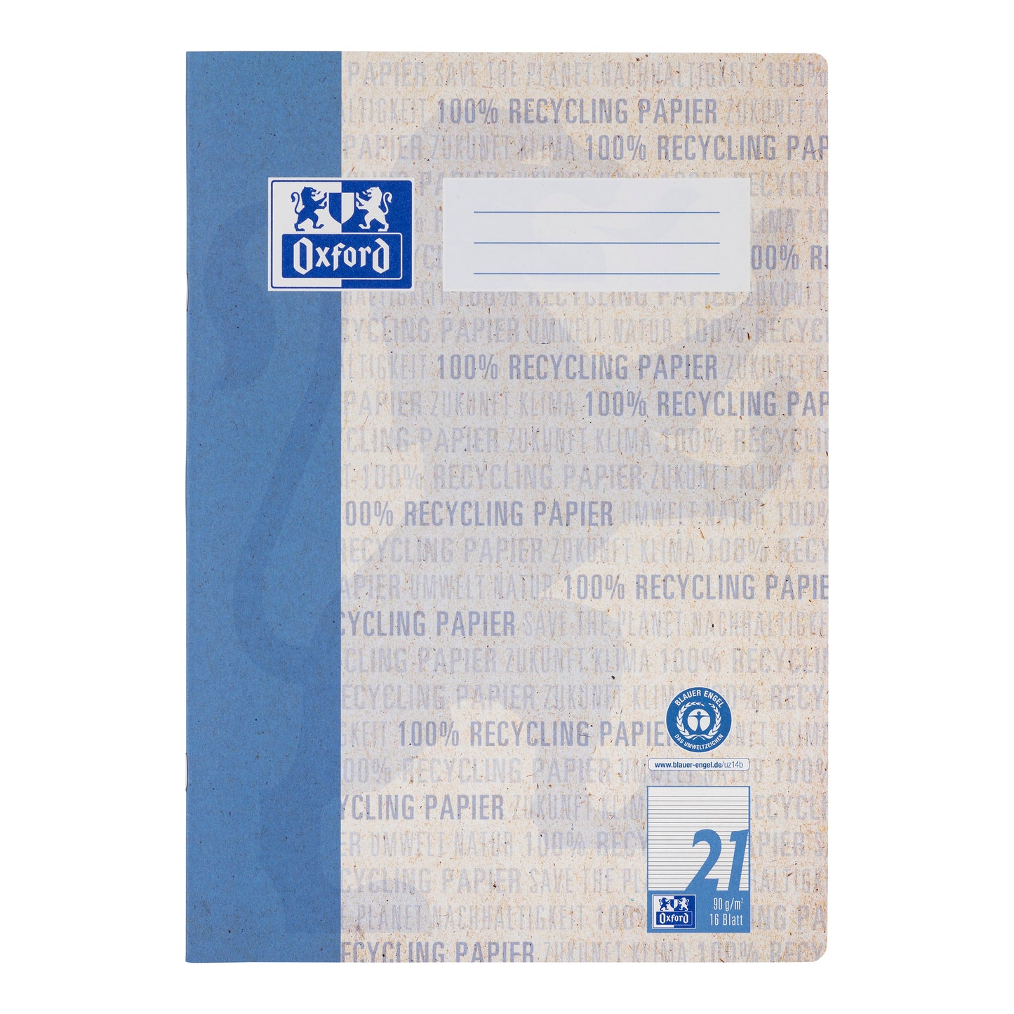 Recycling-Schulheft Oxford 90g DIN A4 16 Blatt