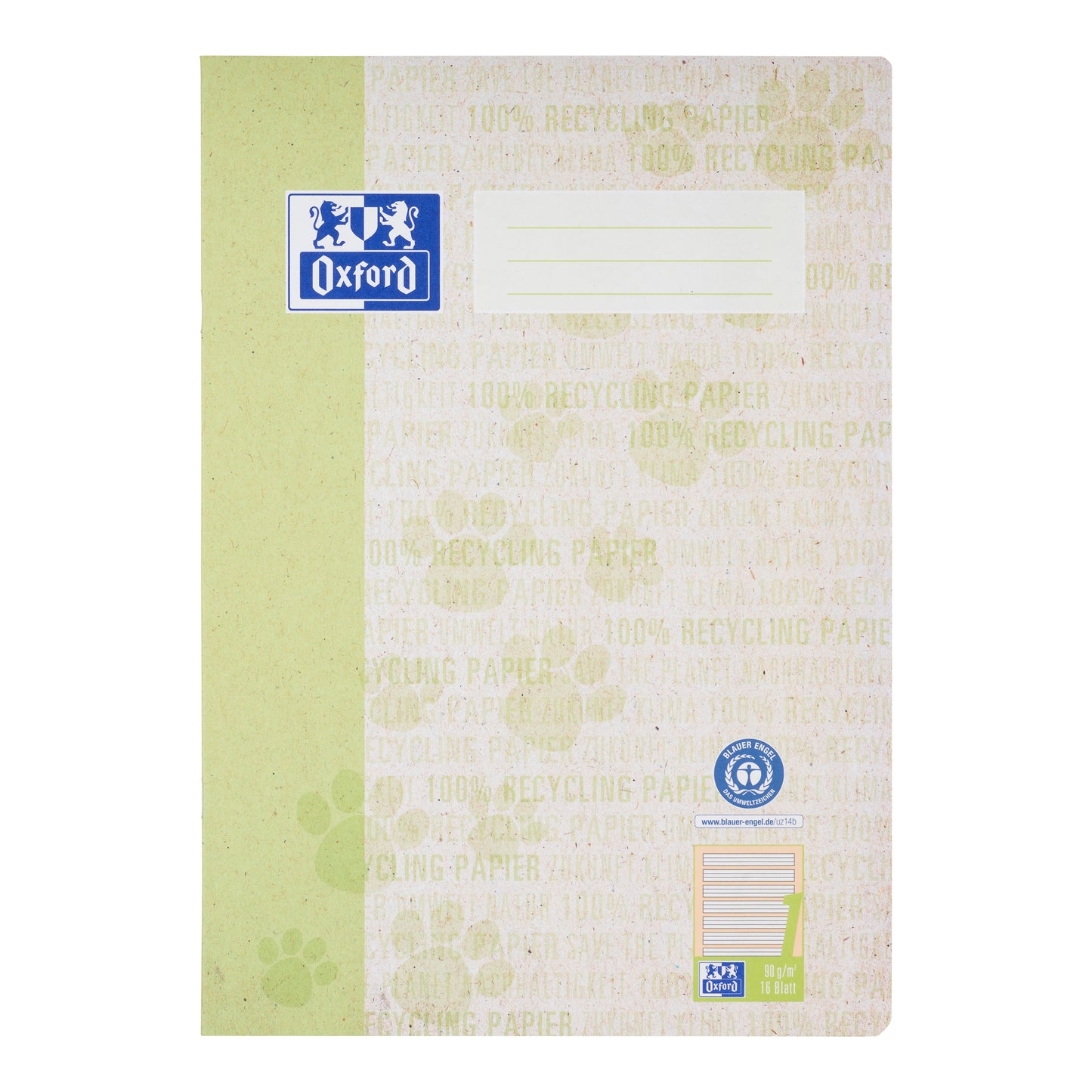 Recycling-Schulheft Oxford 90g DIN A4 16 Blatt