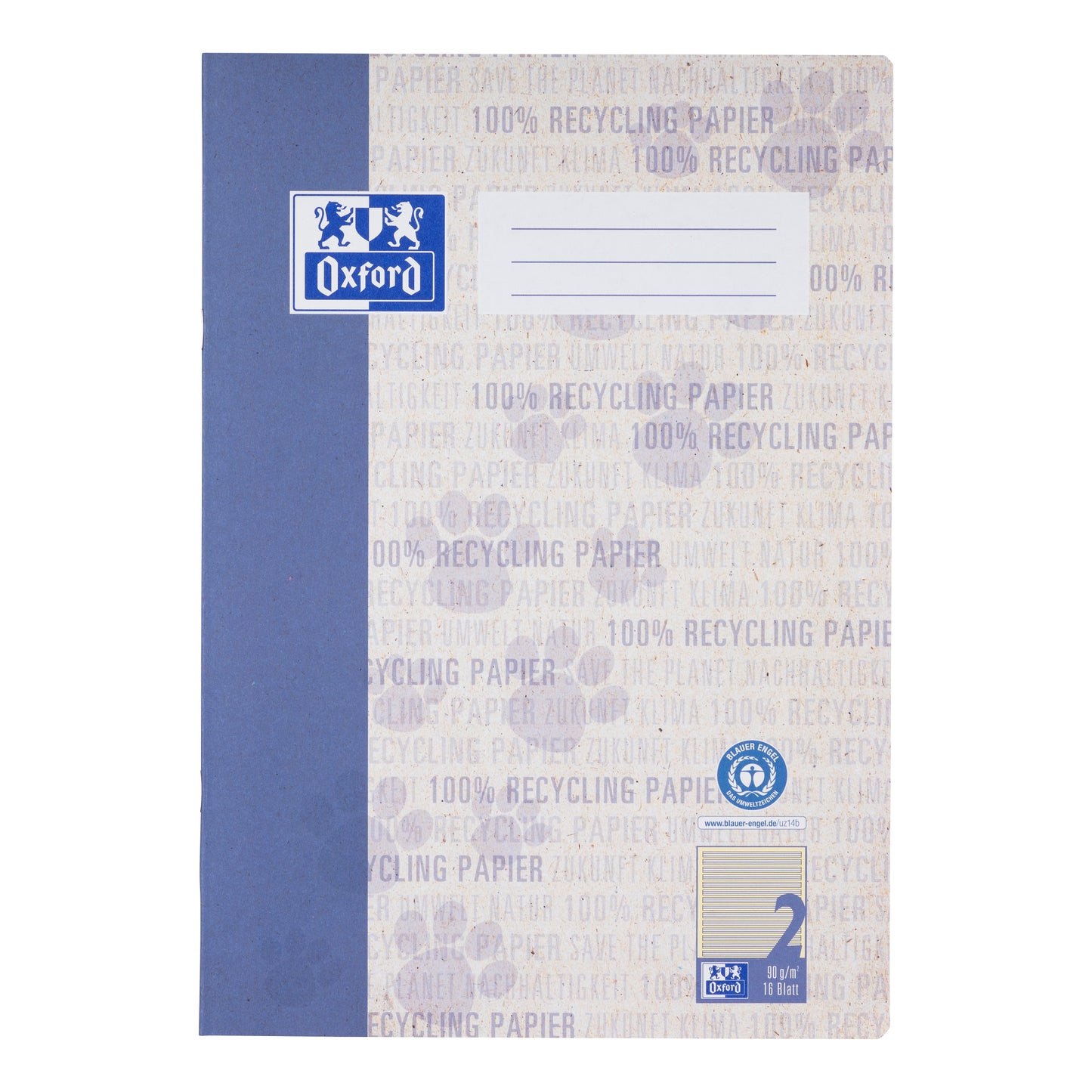 Recycling-Schulheft Oxford 90g DIN A4 16 Blatt