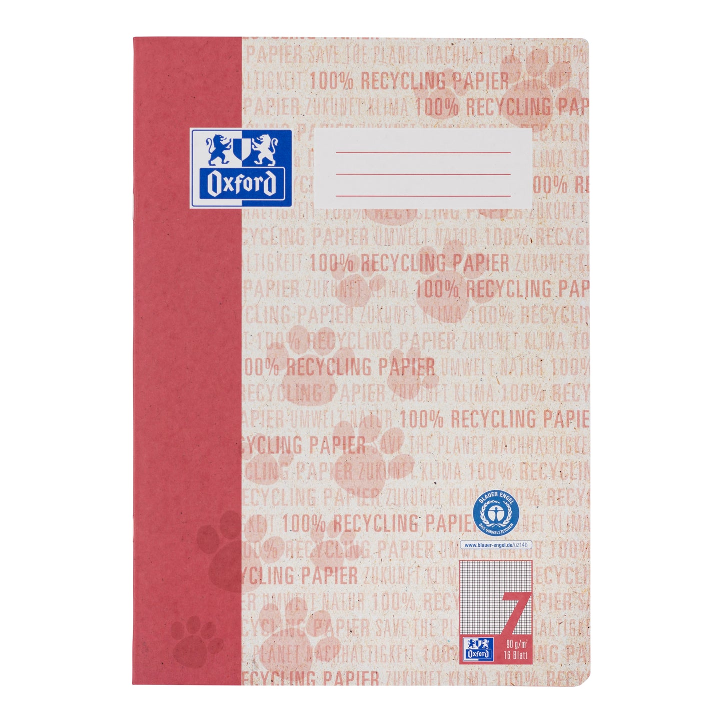 Recycling-Schulheft Oxford 90g DIN A4 16 Blatt