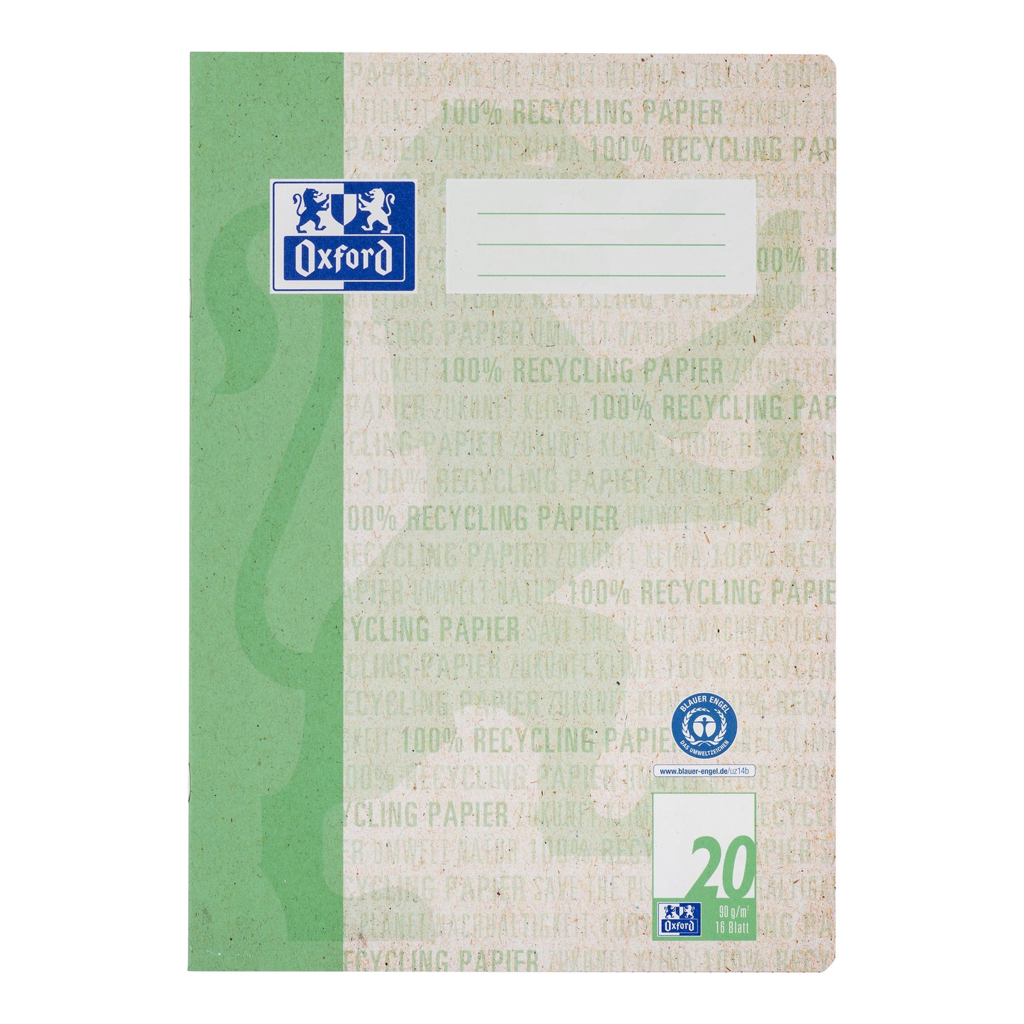 Recycling-Schulheft Oxford 90g DIN A4 16 Blatt