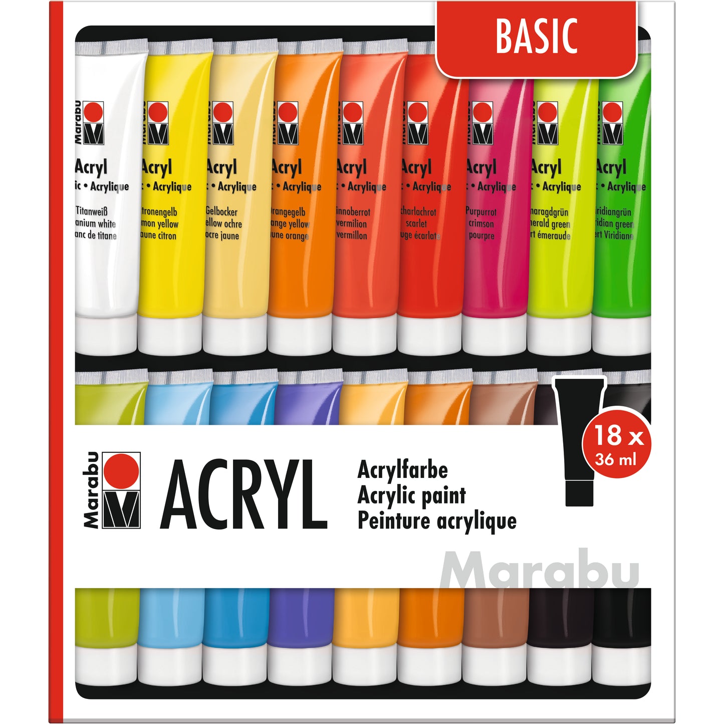 Acrylfarben-Set Marabu 12ml 18 Farben sortiert