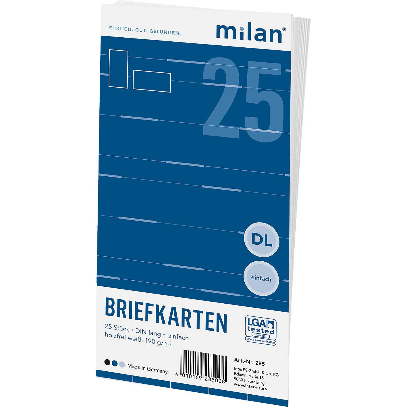 Briefkarte Milan einfach 25 Stück weiß