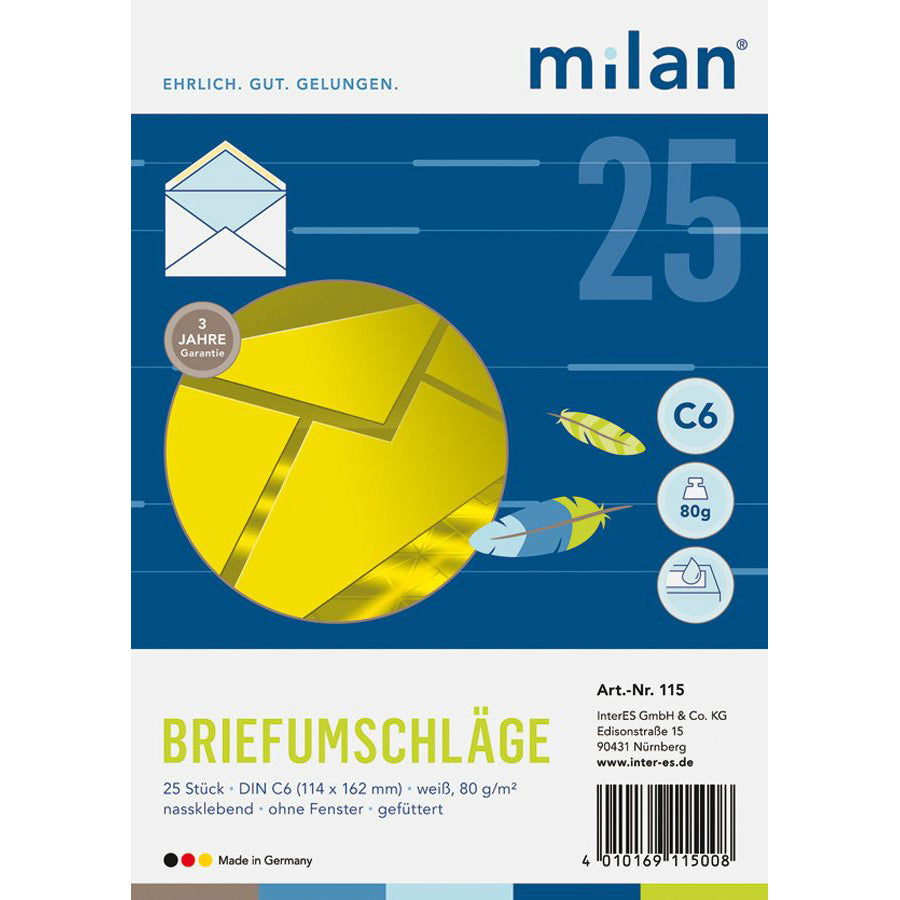 Seidenfutter-Briefumschlag weiß 80g DIN C6 25 Stück