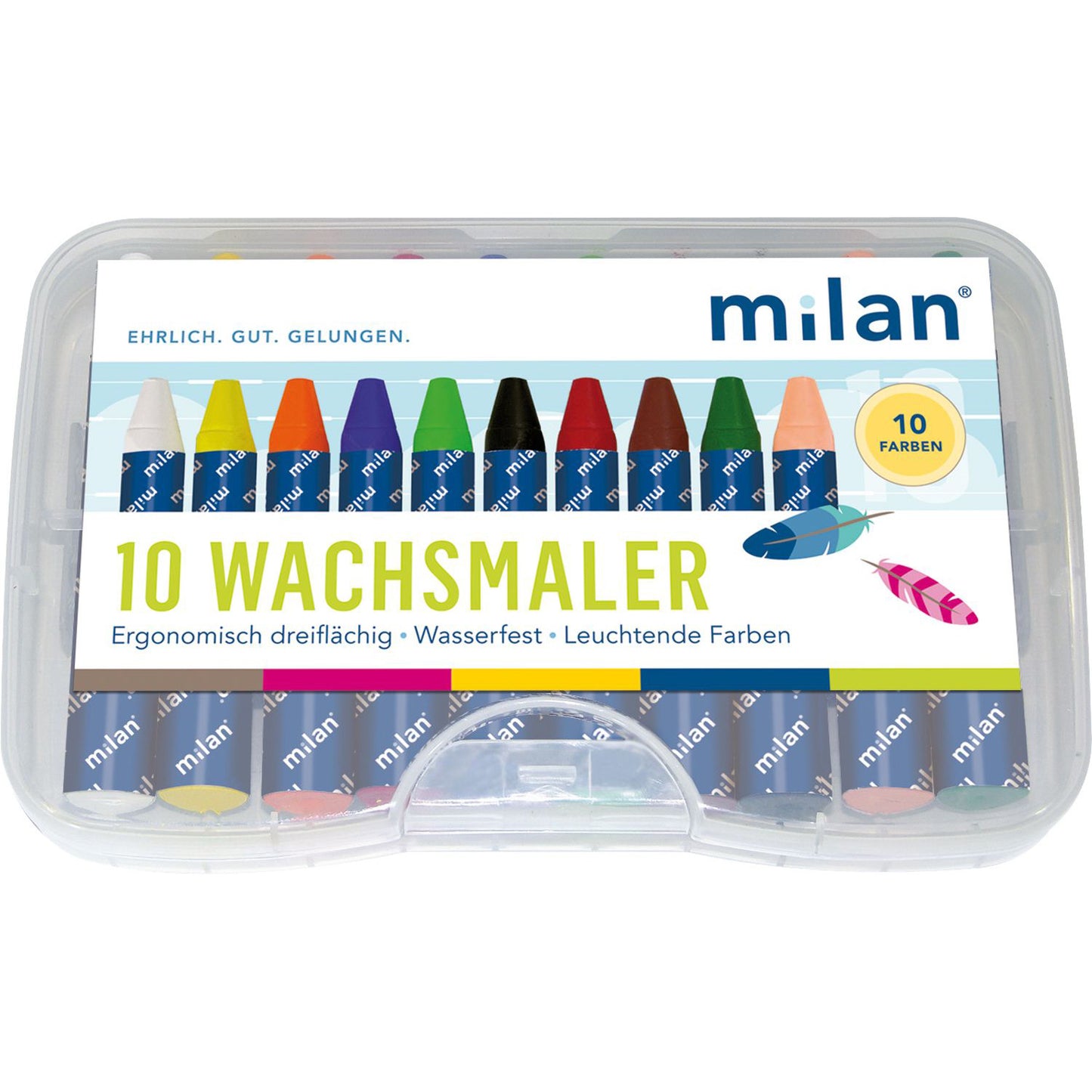 Wachsmalkreide Milan wasserfest dreiflächig 10St in Box