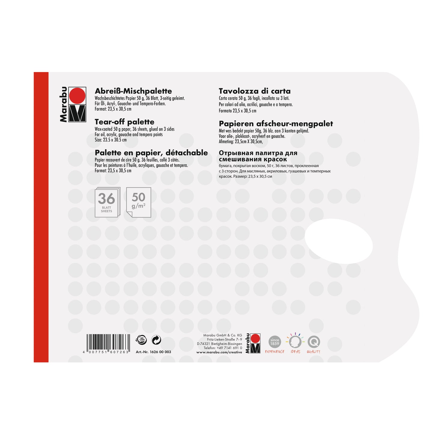 Mischpalette Marabu 24x30cm Papier 50g 36 Blatt