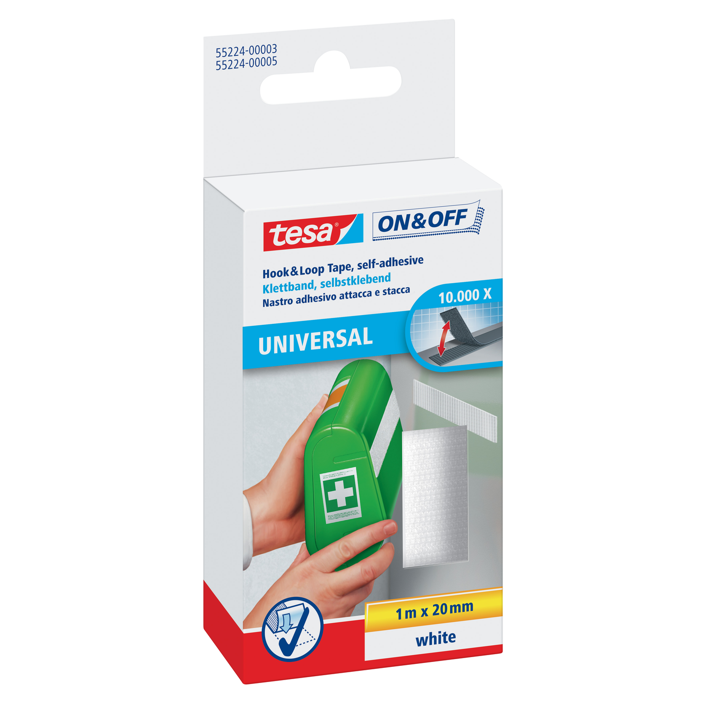 Klettband Tesa selbstklebend weiß 20mm/1m