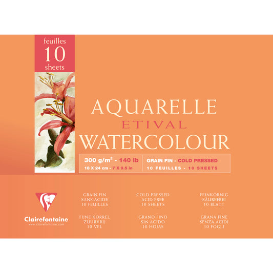 Spiral-Aquarellblock Clairefontaine Etival 300g 10 Blatt weiß