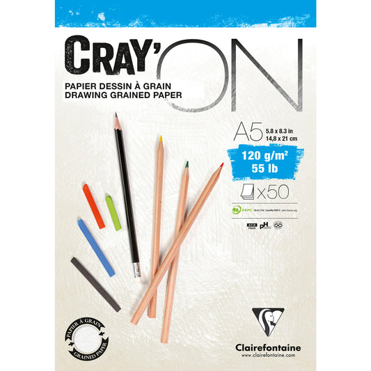 Zeichenblock Clairefontaine CrayOn 120g 50 Blatt weiß kopfgeleimt