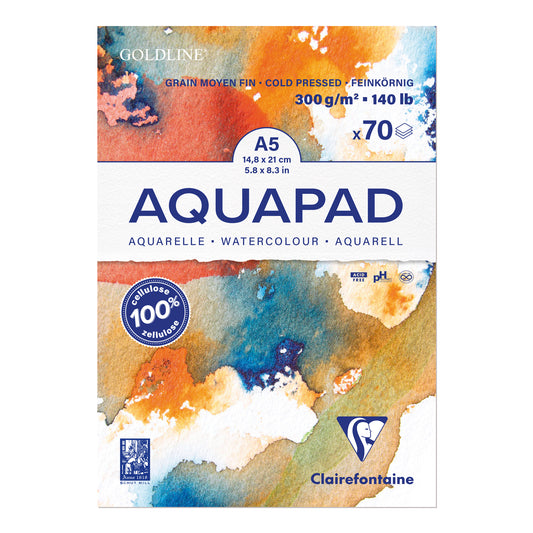 Aquarellblock Clairefontaine AquaPad 300g weiß kopfgeleimt