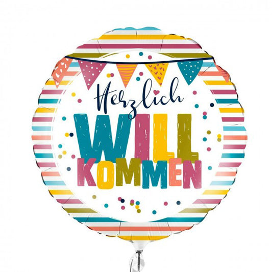 Folienballon Melloc Herzlich Willkommen Ø45cm (ungefüllt)