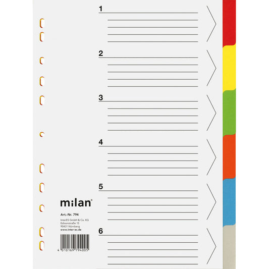 Blanko-Register Milan Karton farbig sortiert DIN A4