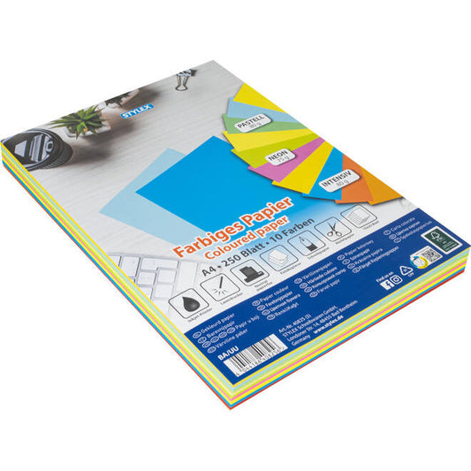 Colorpapier Stylex 80g DIN A4 sortiert 250 Blatt