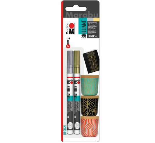 Brilliant Painter Marabu 2er-Set  1-2mm glänzend für Kartengestaltung