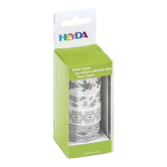 Deko Tape Heyda Weiße Feste Holy 4er weiß/silberfarben