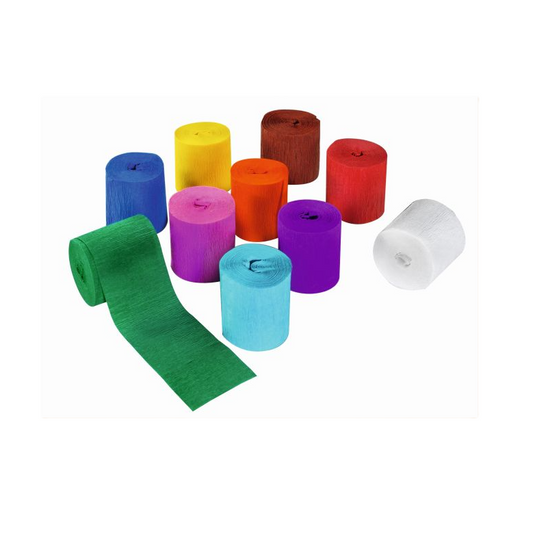Deko-Kreppbänder Folia  5cmx10m 10 Rollen farbig sortiert