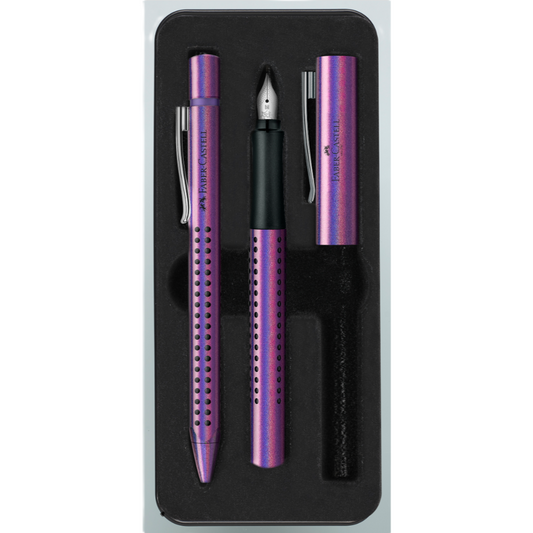 Geschenk-Set Füllhalter & Kugelschreiber Faber Castell Grip Edition Glam violet