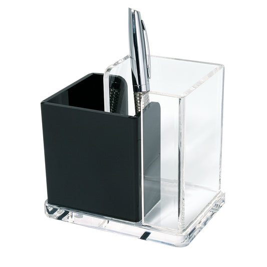 Schreibtisch-Köcher Wedo Acryl Exklusive 120x100x85mm glasklar/schwarz